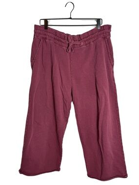 Pact Organic Cotton French Terry Cropped Wide Leg Sweatpants Berry Burgundy XL